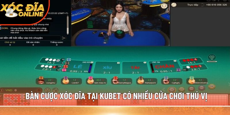 Bàn cược xóc đĩa tại kubet có nhiều cửa chơi thú vị