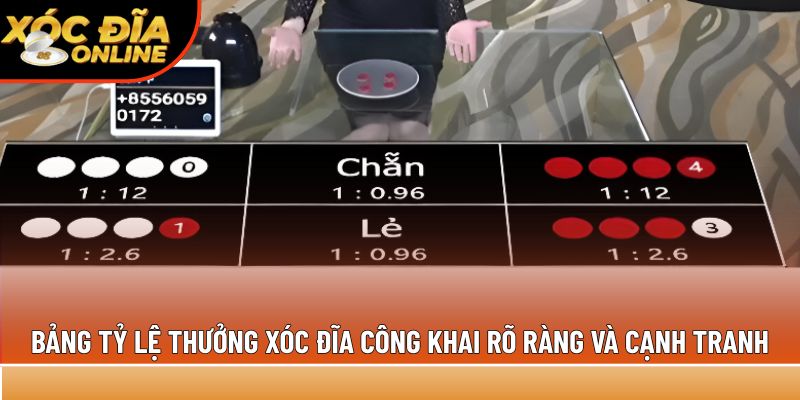 Bảng tỷ lệ thưởng xóc đĩa công khai rõ ràng và cạnh tranh