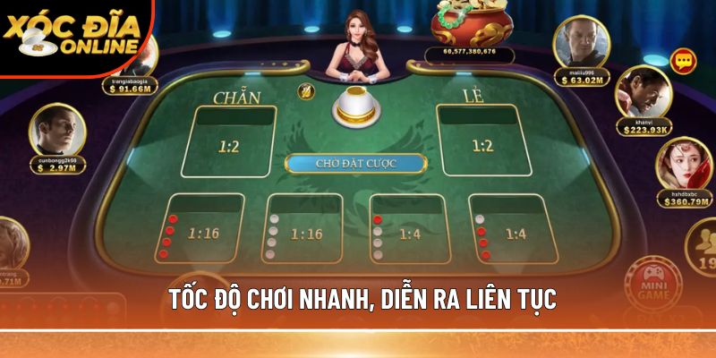 Tốc độ chơi nhanh, diễn ra liên tục